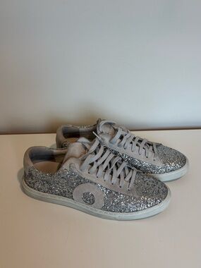 Oliver Cabell Silver Glitter Low Top Sneakers